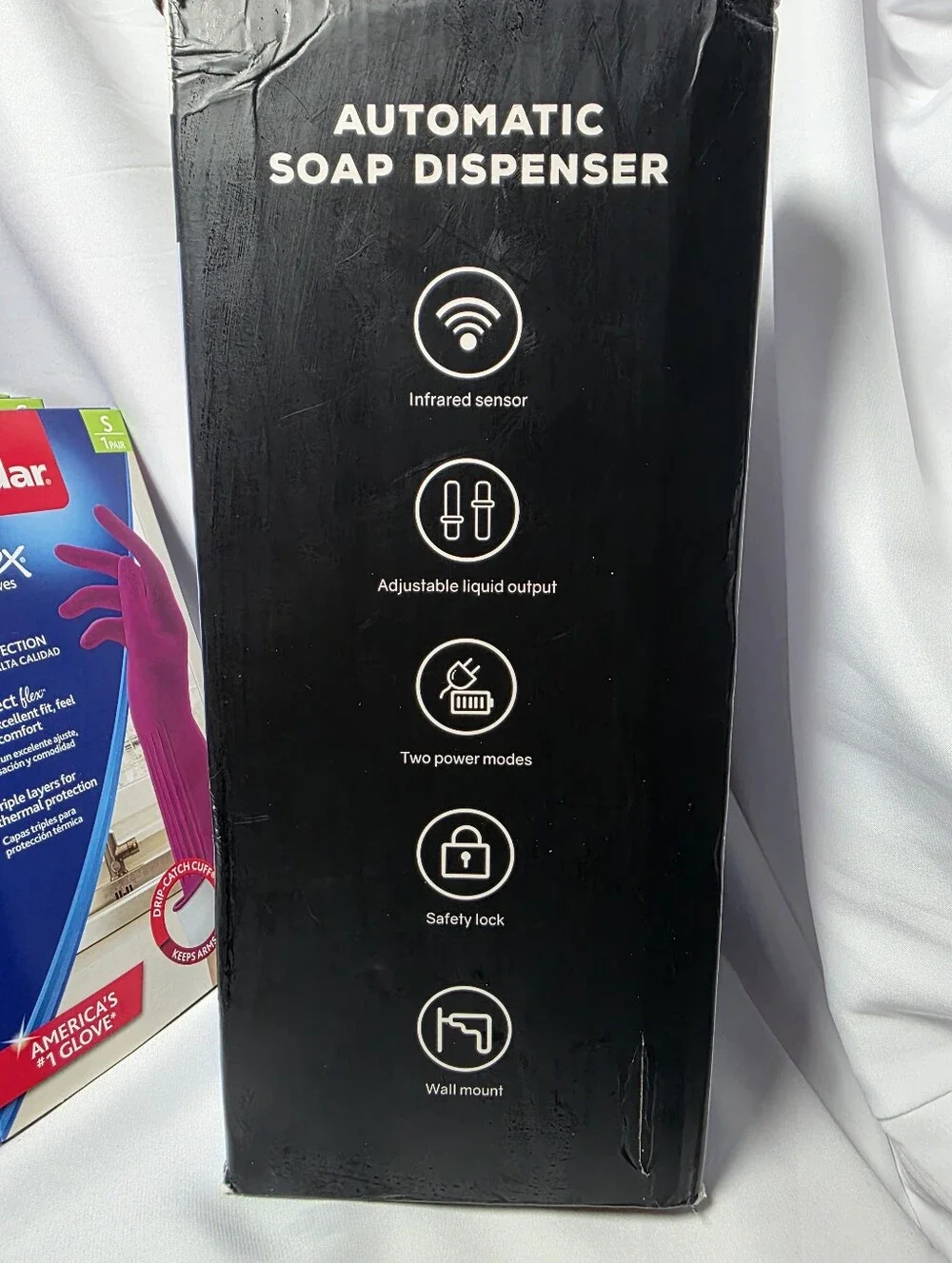 Auto-matic Soap Dispenser & (4pks) O-Cedar Small Playtex Premium Gloves &